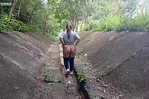 sapphire struts outdoors pants pulled down low
