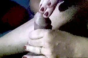 mature brazilian wife jerks husband off with loving wet blowjob