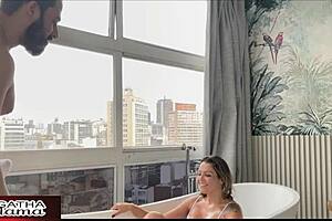 Agatha fucks best friend in tub while hubby's working!