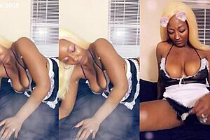 imagine this ebony maid cleaning house in her tiny thong