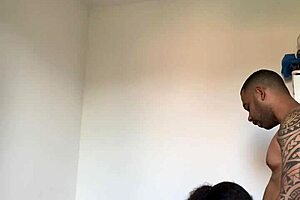 Amateur Brazilian housewife flashes tight pussy then tasty blowjob sex