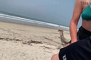 Why refuse to stop handjob till cumshot explodes on crowded beach?