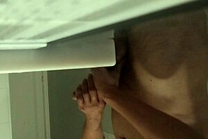 Guy heads to bathroom for quick masturbation session