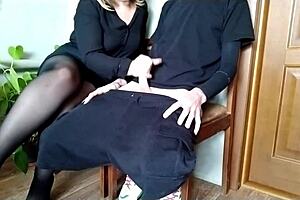 Risky fantasy mature milf juicy hairy pussy nylon stockings cum covered squirting handjob 😏