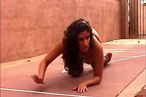 hot brunette gets threesome pounded by old guys hard