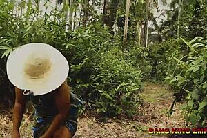 fucking stepmom's real pussy outdoors on the farm