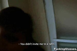 fucking this shy glasses teen rina on stairway doggystyle shaved pussy closeup