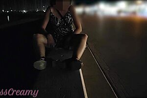 Teacher Misscreamy Flashes Wet Pussy on Crowded Public Street Caught?