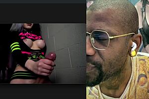 big breasted trans girl strokes her thick throbbing cock cumming hard again goth babe wet