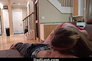 blonde teen begs daddy cuddle turns into hardcore pussy pounding