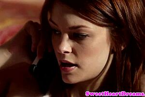 redhead lesbian grinds her wet pussy on young tattooed babe