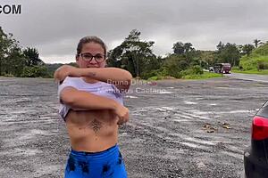 gave my friend a ride she fucked my hubby roadside i voyeured masturbating hard