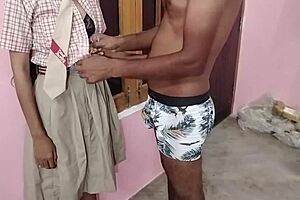 Desi Schoolgirl Takes Boyfriend's Monster Cock in Village Rough Missionary