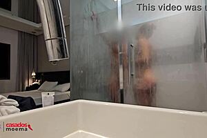 Hubby Watches Wife Shower with BBC – Cuckold Tease?