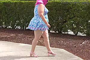 Fat BBW Granny Pisses Squirts Close-Up Dripping Juicy Pussy Public Park!