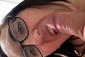 sandra snow white dives deep on jp cock for that messy facial cumshot