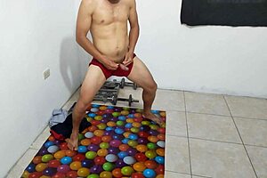 athletic guy aerobics flashes small flaccid penis