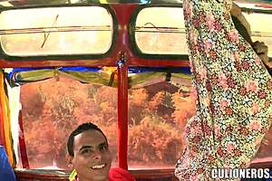 sexy colombian latina amateur flashes on public bus ride