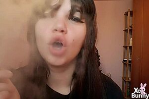 big bare lips spread wide while i smoke seductively close-up pov