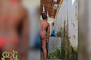 i shower in backyard neighbor watches but i keep teasing my body