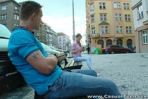 casual teen elly justin picks up guy for ripped clothes fingering and doggystyle creampie
