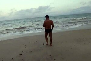 latina wife blows lover outdoors at nudist beach before creampie finish