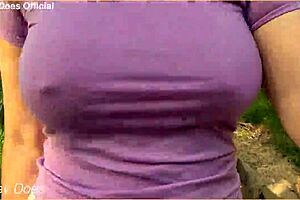 wifey flashes her perfect tits outdoors