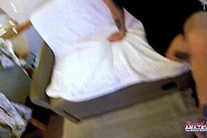 skinny brunette raven lane's big tits bounce wild stripping and toying in rv