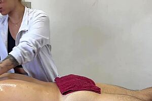 married masseuse gets horny oils up does handjob