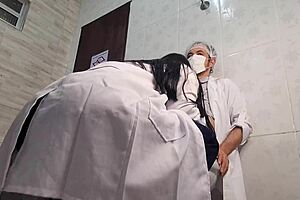 nurse slut grabs doctor hospital bathroom intimate exam deepthroat juicy pussy?