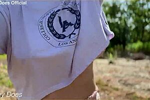 Wifey Flashes Perfect Big Tits Publicly Outdoors Australian Milf Teases Nude