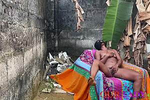 playful vibes with ebony neighbor outside