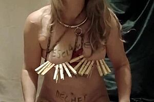 french housewife slave submits to pins belt and solo bdsm session