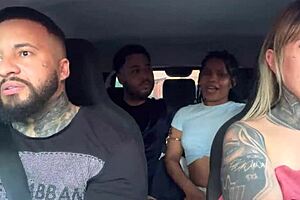 tanned petite passengers turn uber ride into wild car sucking