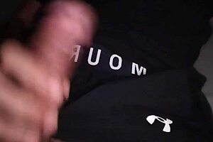 moaning so loud jerking my throbbing big cock in tight gym clothes intense bed orgasm