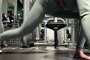 Horny blonde bbw teen fingers wet pussy orgasms gym public fuck