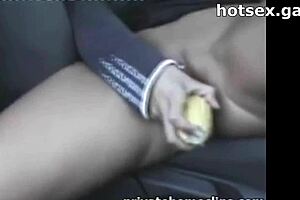 Mature Slut Shoves Corn Deep in Car Vagina Ride!