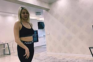 Rough doggystyle pounds cute blonde gf big tits cum covered