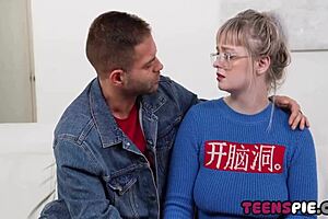 shy petite blonde girlfriend deepthroat creampie after hot kisses