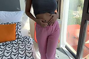 Hot brunette sneaks stepdad cock while boyfriend waits outside