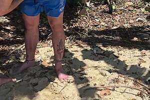 threesome on beach he yanks bikini aside rams cock deep