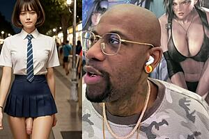 beautiful gamer trans asian jerks her cute tiny cock till she explodes hard kissing