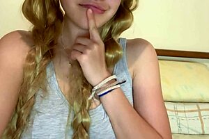 oh wow cute blonde princess gropes her big natural tits in daddy's forest cabin!