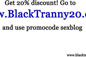 Shemale Ebony Tgirl Sucks Black Cock Outdoors in HD Blowjob Action