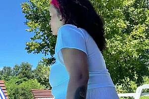 Chubby Latina Farts Big Ass Poolside In Leggings Summer Vibes