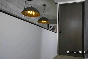 Redhead girlfriend rips off fishnets for hardcore friend banging