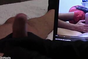 milf latina teases with pov handjob cumshot compilation in nylons