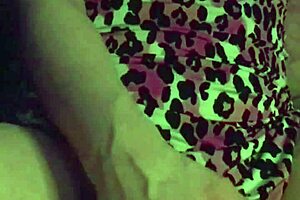 fuschia leopard teases interracial pussy lick close-up fetish