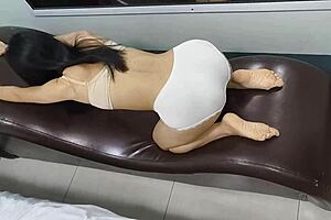 japanese student girlfriend's big ass workout turns into sex chair ride