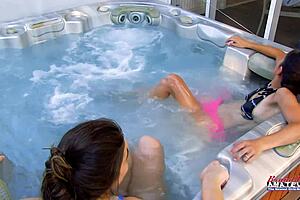 jamie litton an vicky curvy brunette coeds do hot tub handjob tease tattoo deepthroat interracial swallow ughh